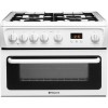 Refurbished Hotpoint HAGL60P 60cm Double Oven Gas Cooker With Lid White