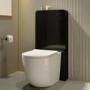 Black Glass Cabinet with Cistern & Pneumatic Dual Flush Button for Back to Wall Toilets - Hako