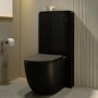 Black Glass Cabinet with Cistern & Pneumatic Dual Flush Button for Back to Wall Toilets - Hako