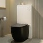 White Glass Cabinet with Cistern & Pneumatic Dual Flush Button for Back to Wall Toilets - Hako