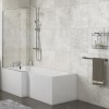 Lena Left Hand L Shape Shower Bath with Side Panel &amp; Shower Screen- 1500 x 700mm