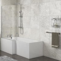 Lena Left Hand L Shape Shower Bath with Side Panel & Shower Screen - 1700 x 700mm