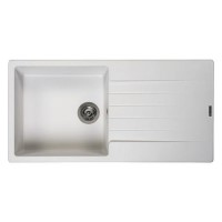 Reginox Harlem Single Bowl Reversible Drainer Granite Composite White Kitchen Sink