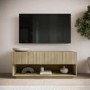 Small Oak Ribbed TV Stand with Storage - TV's up to 55" - Hazel