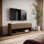 Small Walnut Ribbed TV Stand with Storage - TV's up to 55" - Hazel