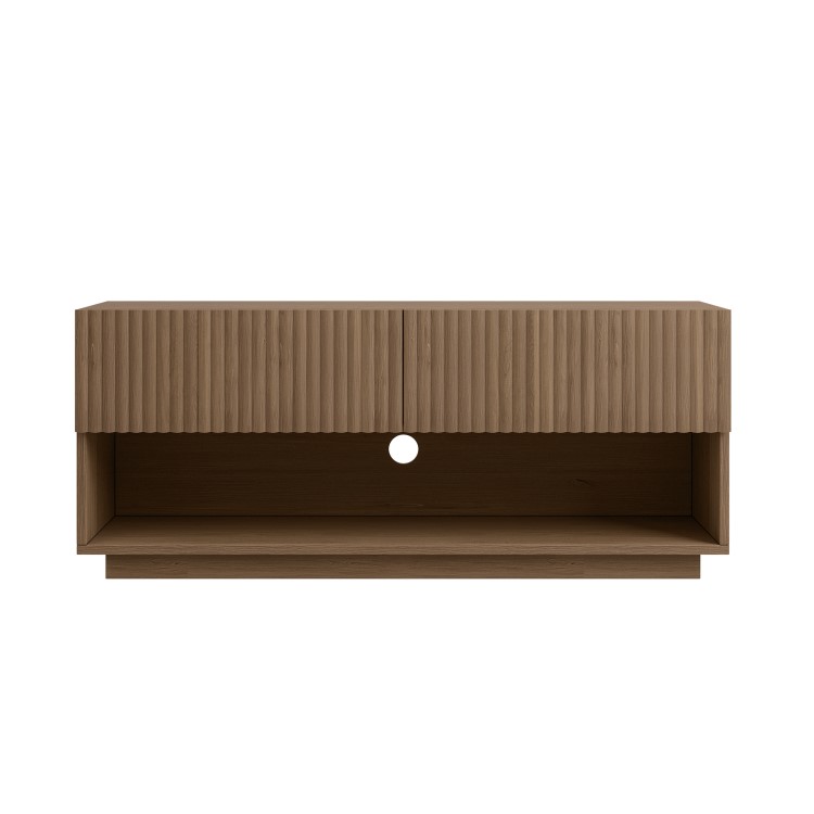 Small Walnut Ribbed TV Stand with Storage - TV's up to 55" - Hazel