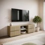 Large Oak Ribbed TV Stand with Storage - TV's up to 70" - Hazel