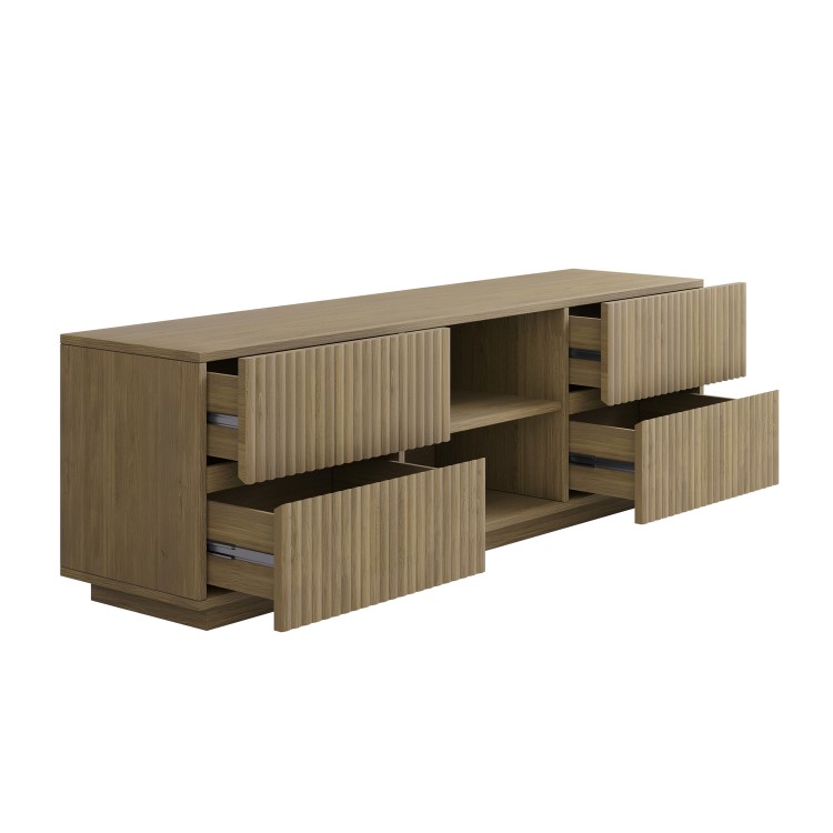 Large Oak Ribbed TV Stand with Storage - TV's up to 70" - Hazel