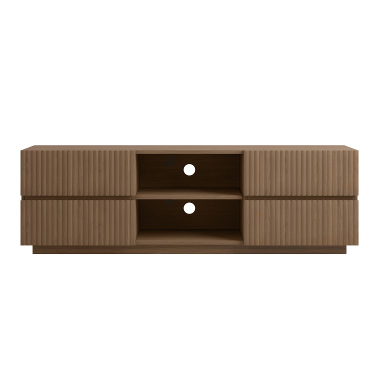 Large Walnut Ribbed TV Stand with Storage - TV's up to 70" - Hazel
