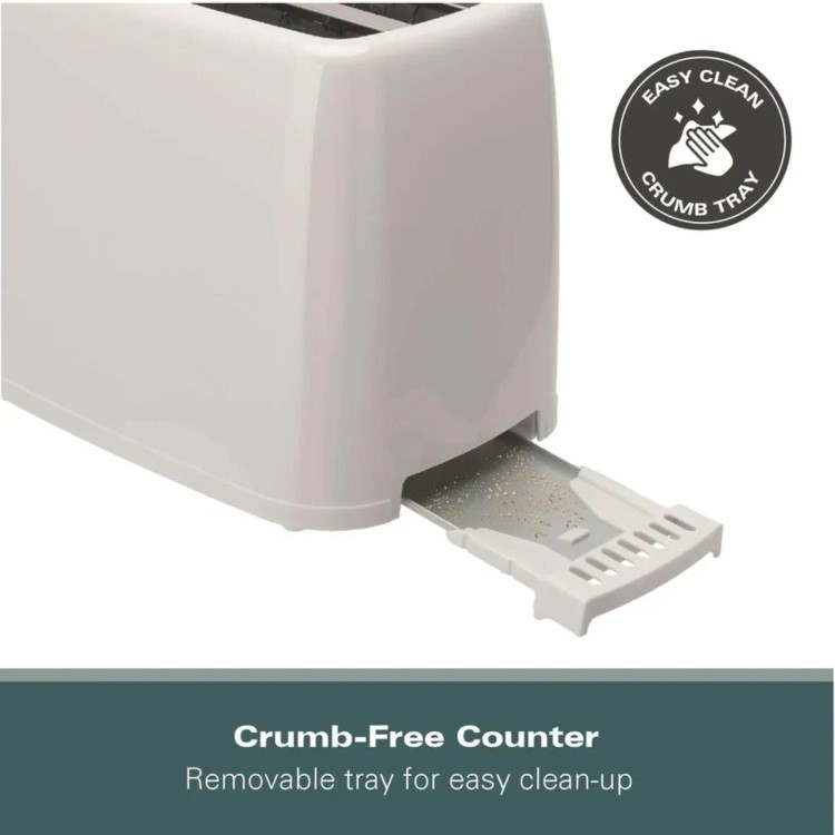 Hamilton Beach HB1116W Essentials 2 Slice Toaster - White - Wide Slots & Variable Browning