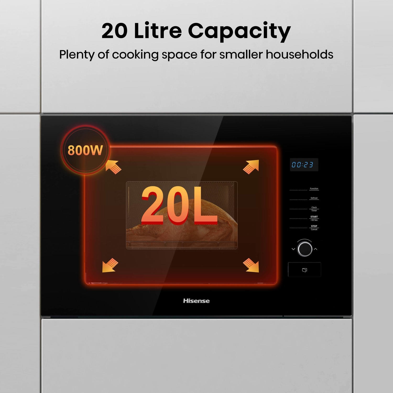 20L capacity microwave.