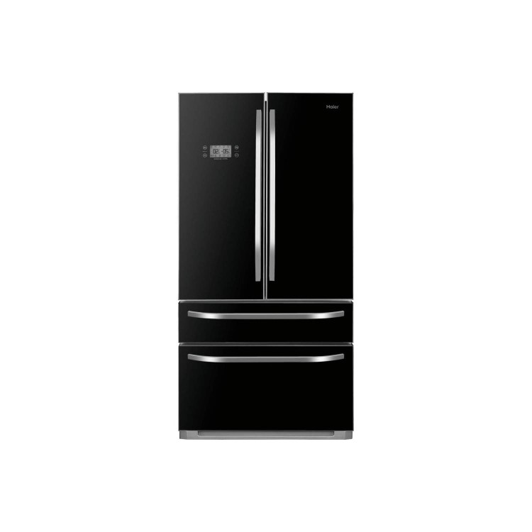 Haier HB21FGBAA 543L Frost Free American-style 4-door Fridge Freezer - Black Glass Doors