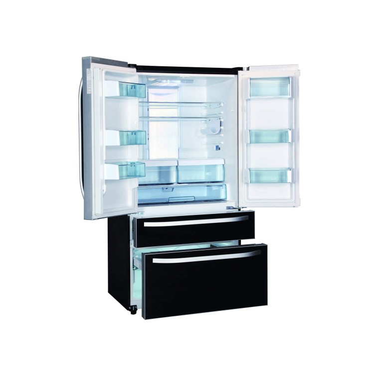 Haier HB21FGBAA 543L Frost Free American-style 4-door Fridge Freezer - Black Glass Doors