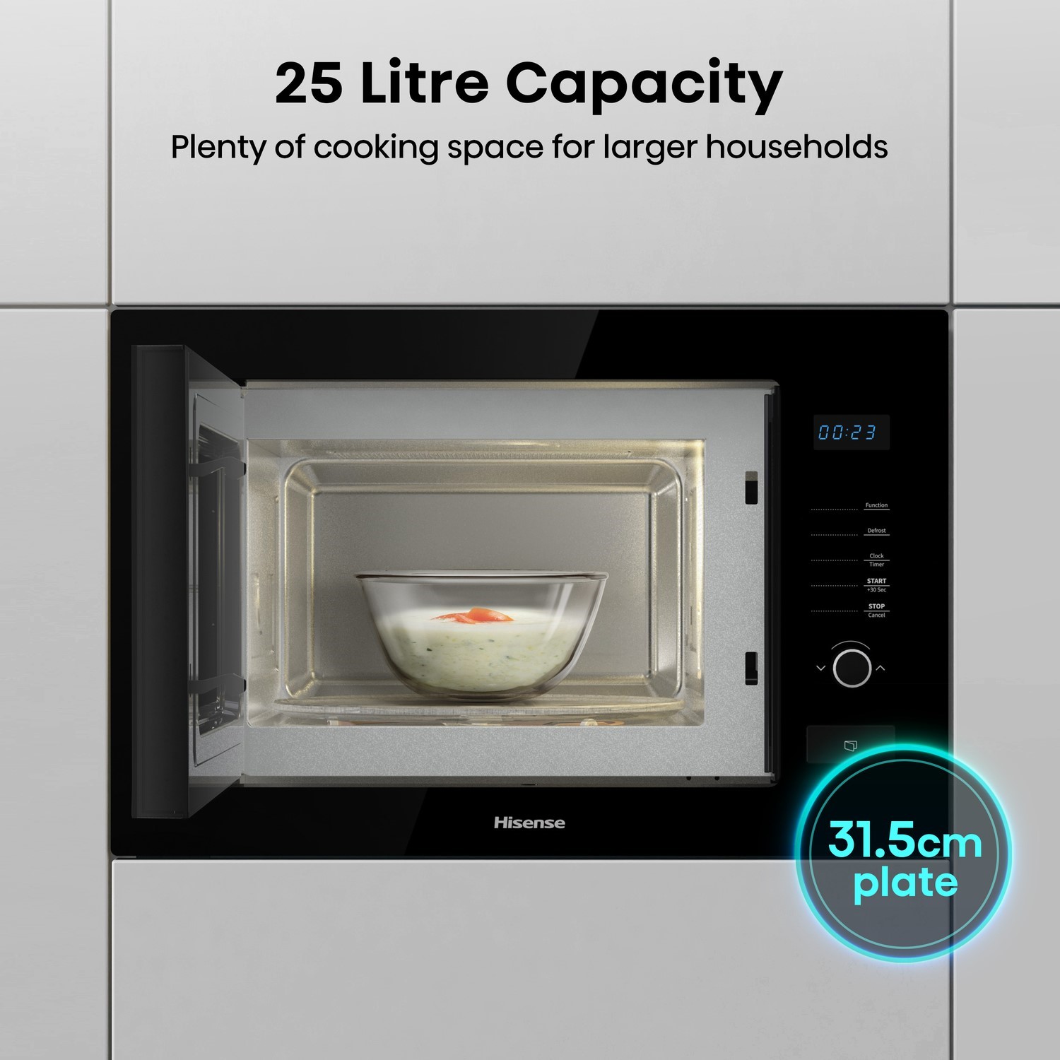 25L capacity microwave.