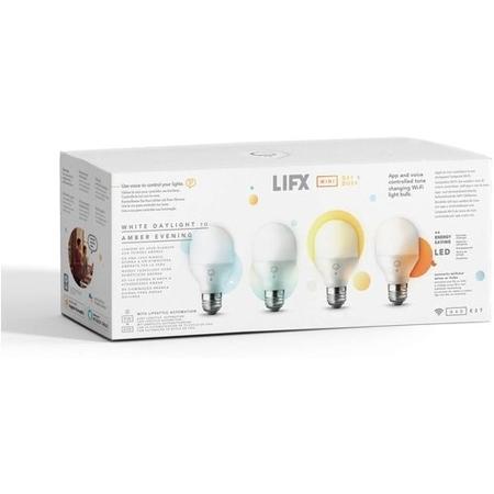 LiFX Smart Mini Day & Dusk WiFi LED Light Bulb with E27 Screw Ending - 4 Pack