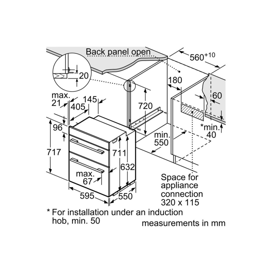 SIEMENS HB55NB550B iQ500 Multifunction Builtunder Double Oven Stainless Steel Appliances Direct