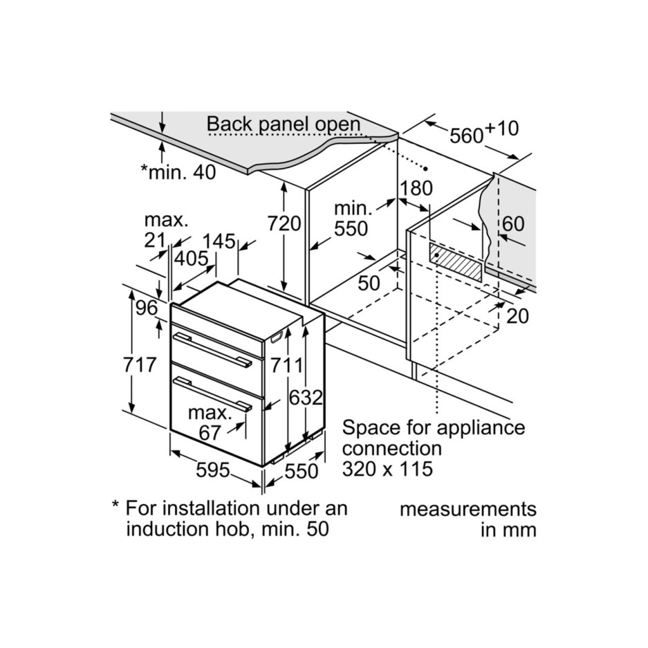 SIEMENS HB55NB550B iQ500 Multifunction Builtunder Double Oven Stainless Steel Appliances Direct