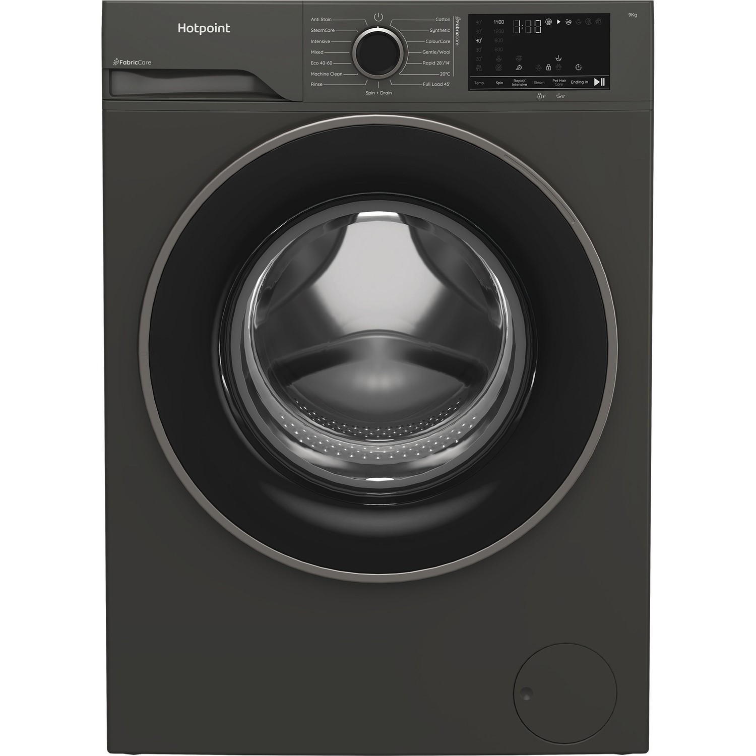 Hotpoint FabricCare 9kg Washing Machine - Graphite Freestanding 1400rpm Quiet A-Rated