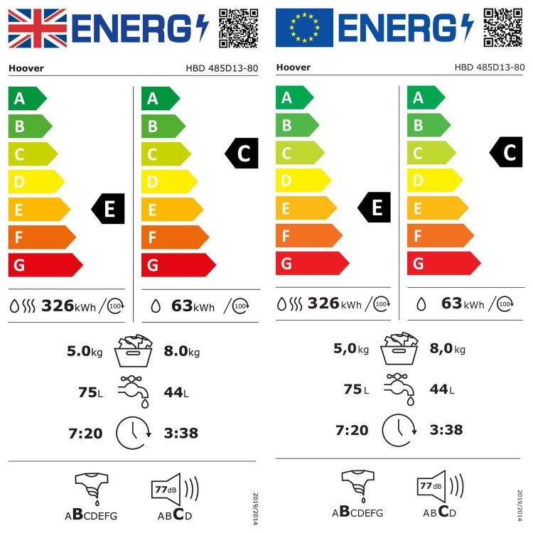 Hoover H-Wash & Dry 300 8kg Wash 5kg Dry 1400rpm Integrated Washer Dryer - White