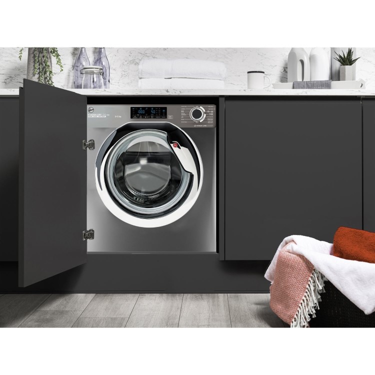 Refurbished Hoover H-Wash & Dry 300 HBDOS695TAMCRE80 Integrated 9/5KG 1600 Spin Washer Dryer Graphite