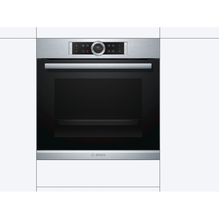GRADE A3 - Bosch HBG674BS1B Serie 8 Multifunction Electric Single Oven with 71L Capacity - Stainless Steel