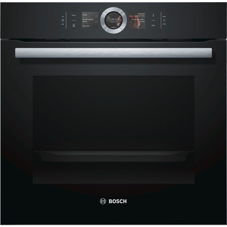 Refurbished Bosch Serie 8 HBG6764B1 60cm Single Built In Electric Oven Black