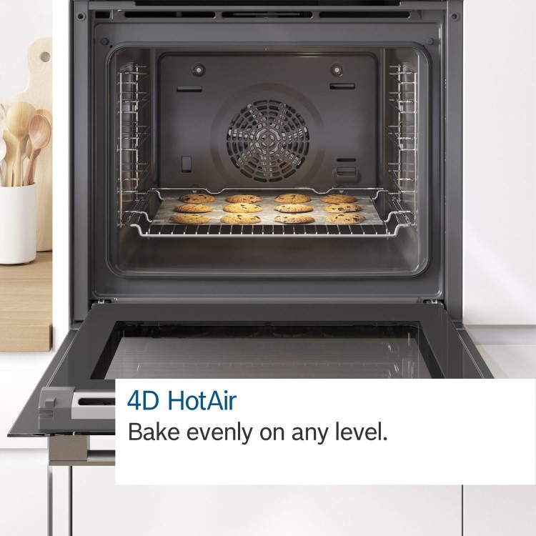Refurbished Bosch Serie 8 HBG6764B1 60cm Single Built In Electric Oven Black