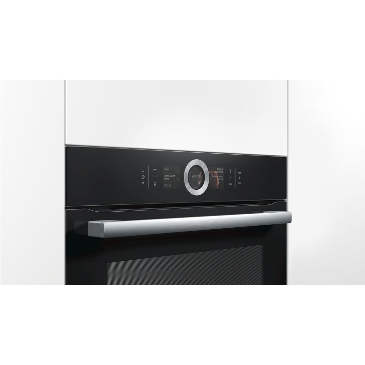 Refurbished Bosch Serie 8 HBG6764B1 60cm Single Built In Electric Oven Black