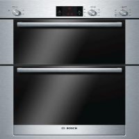BOSCH HBM13B550B Exxcel Hot Air Electric Built-in Double Multi-function Oven in Brushed Steel