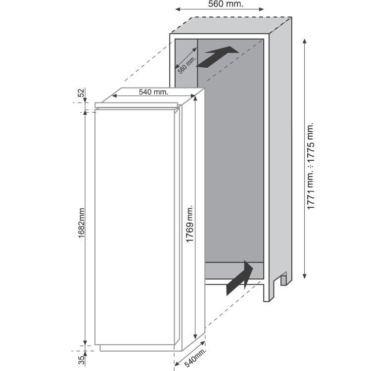 Refurbished Hoover HBOL172UK/N Integrated 316 Litre Larder Fridge