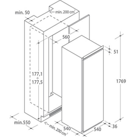 Hoover HBOP3780/1 1.77m Tall In-column Integrated Fridge With Icebox