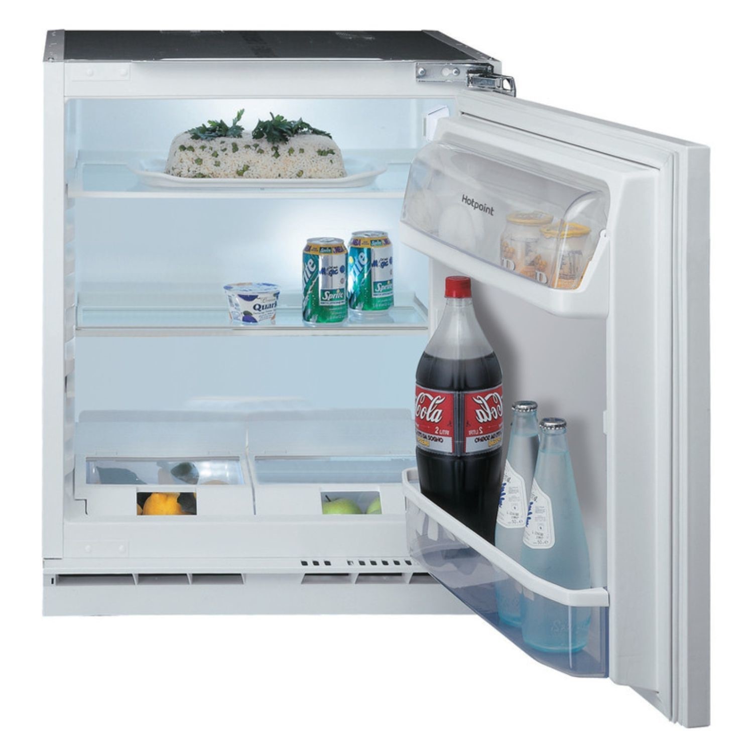 Indesit Stainless Steel Hotpoint 144 Litre Integrated Under Counter Fridge Size 59.6