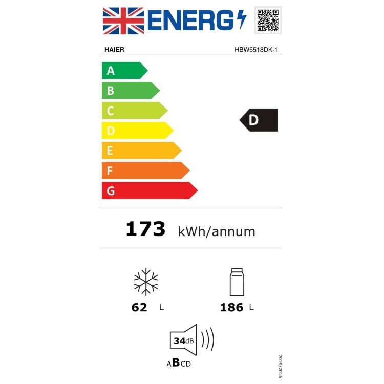 Refurbished Haier Series 6 248 Litre 70/30 Integrated Fridge Freezer