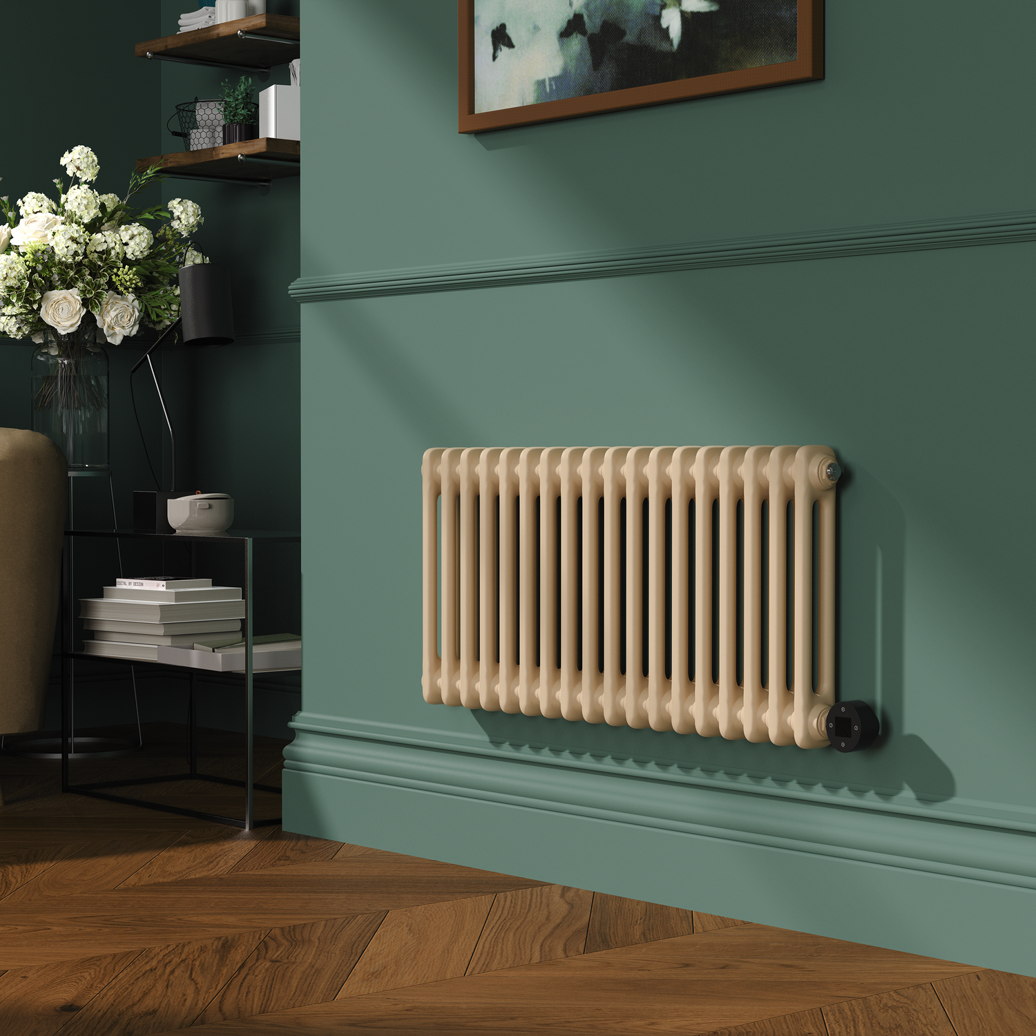 Electriq Elk  Horizontal Smart Electric Radiator With Wi-Fi Thermostat 1.2Kw H400xw830 Bathroom Safe HC18-400-1.2EBW