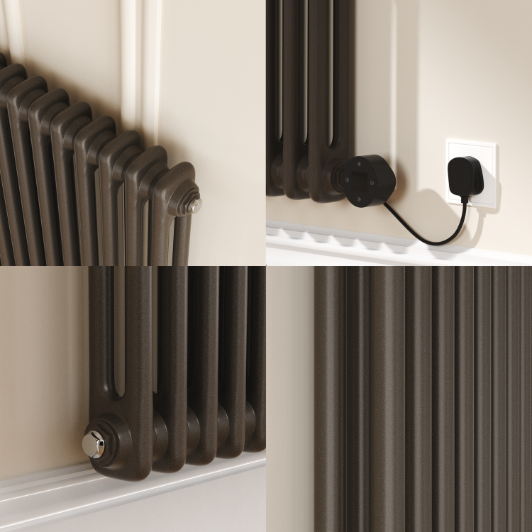 Russet Horizontal Smart Electric Radiator with Wi-Fi Thermostat - 1.2KW - H400xW830 - Bathroom Safe