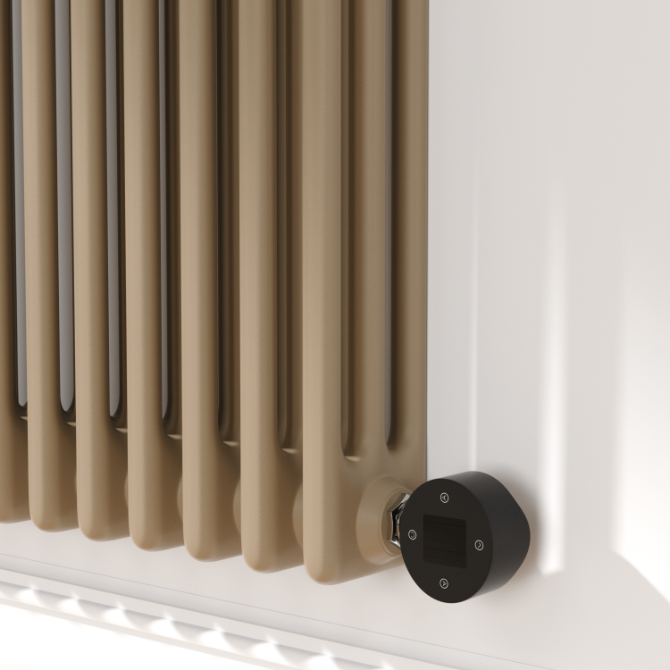 Beige grey Horizontal Smart Electric Radiator with Wi-Fi Thermostat - 1.2KW - H400xW1190 - Bathroom Safe