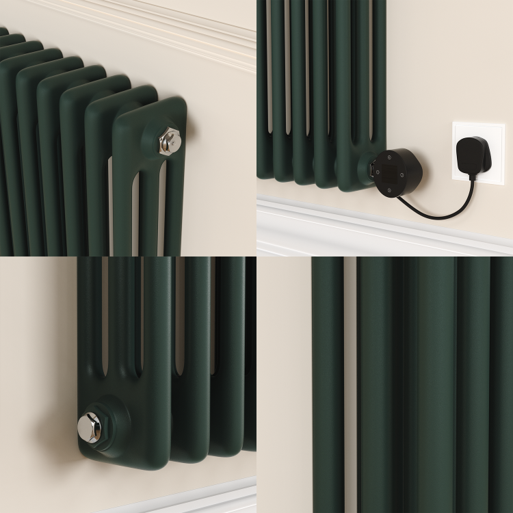 Evergreen Horizontal Smart Electric Radiator with Wi-Fi Thermostat - 1.2KW - H400xW1190 - Bathroom Safe