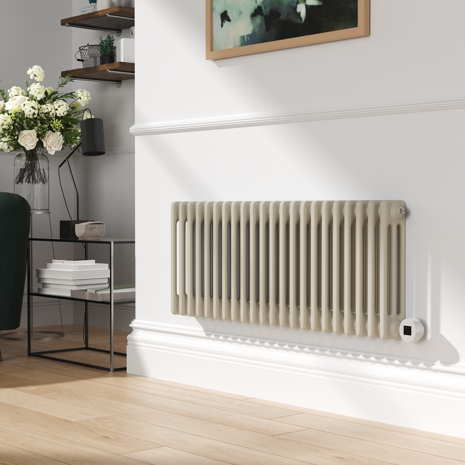 Horizontal Smart Electric Radiator Wi Fi Thermostat 1.2KW H400xW1190 Bathroom Safe