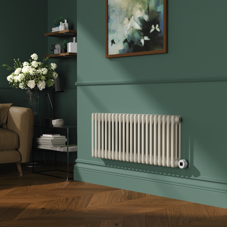 Linen Horizontal Smart Electric Radiator with Wi-Fi Thermostat - 1.2KW - H400xW1190 - Bathroom Safe