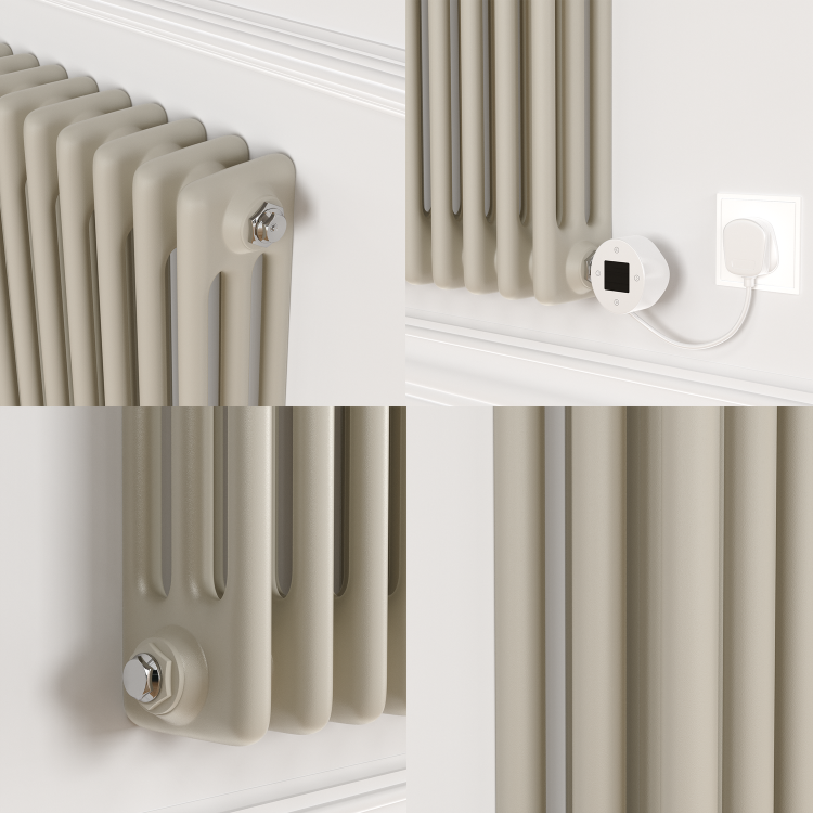 Linen Horizontal Smart Electric Radiator with Wi-Fi Thermostat - 1.2KW - H400xW1190 - Bathroom Safe