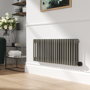 Smoked Stone Horizontal Smart Electric Radiator with Wi-Fi Thermostat - 1.2KW - H400xW1190 - Bathroom Safe