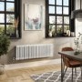 White Electric Horizontal Column Radiator 1.2kW with Wifi Thermostat - H400xW1190mm - IPX4 Bathroom Safe