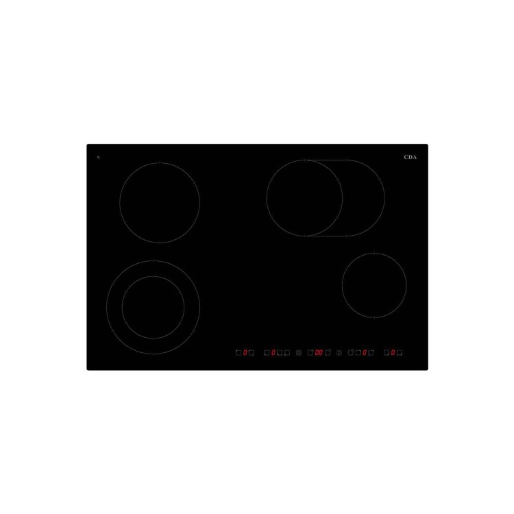 CDA HC7600FR 77cm Touch Control Four Zone Frameless Ceramic Hob With 2 Dual Zones