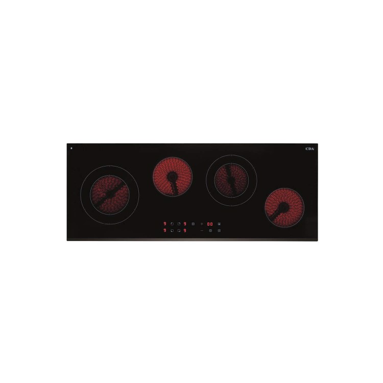 CDA HC9625FR 90cm Linear Touch Control Four Zone Frameless Ceramic Hob Black