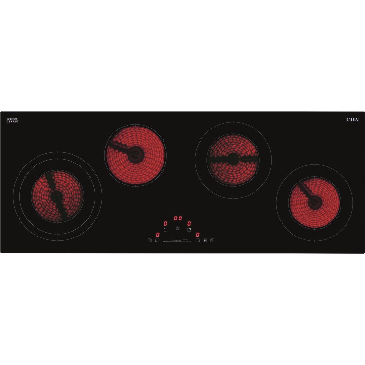 CDA HC9626FR Ceramic Hob Slimline 90cm 4 Zone Front Touch Control Frameless