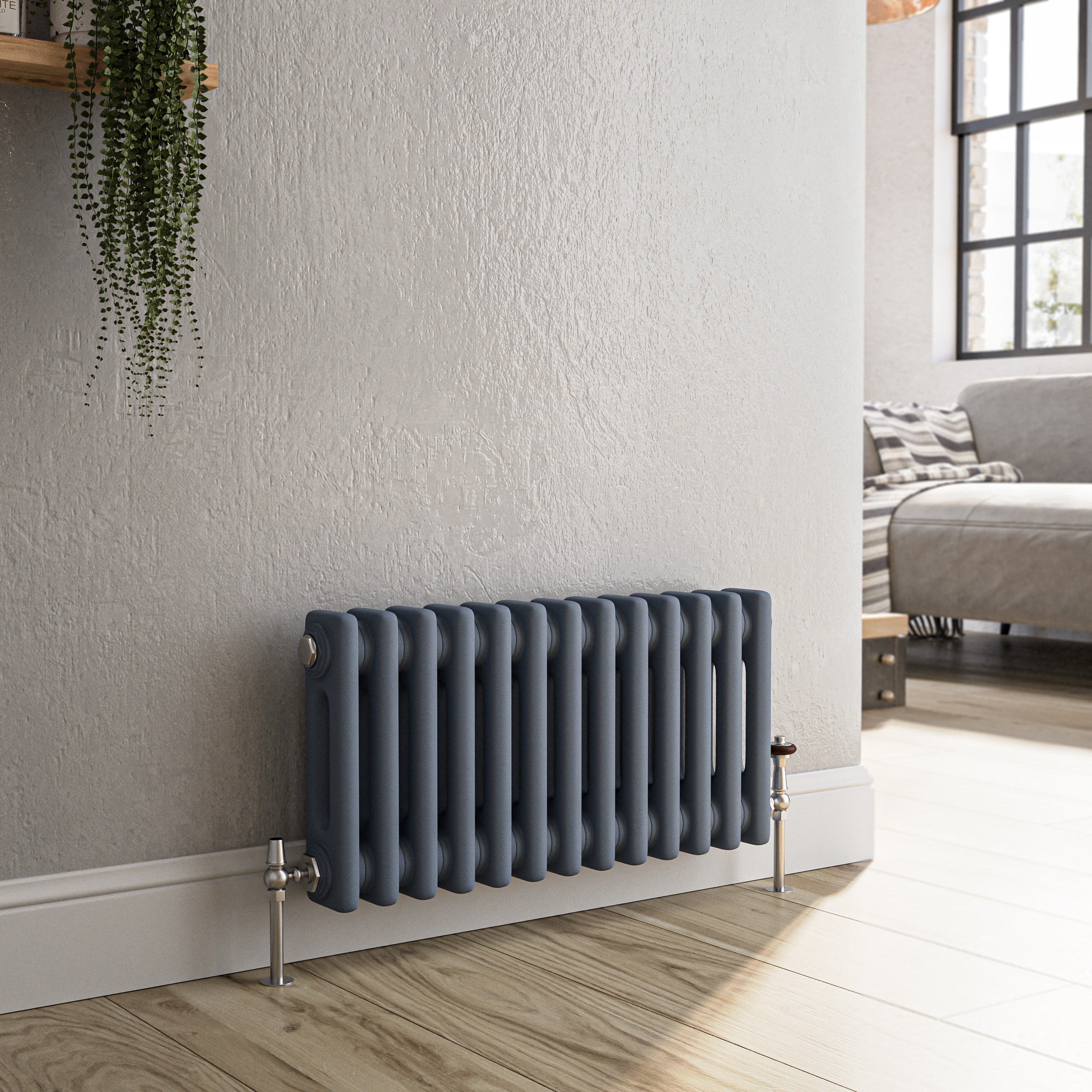 Horizontal Double Column Traditional Radiator 300x605mm 1062 BTU Cast Iron Style