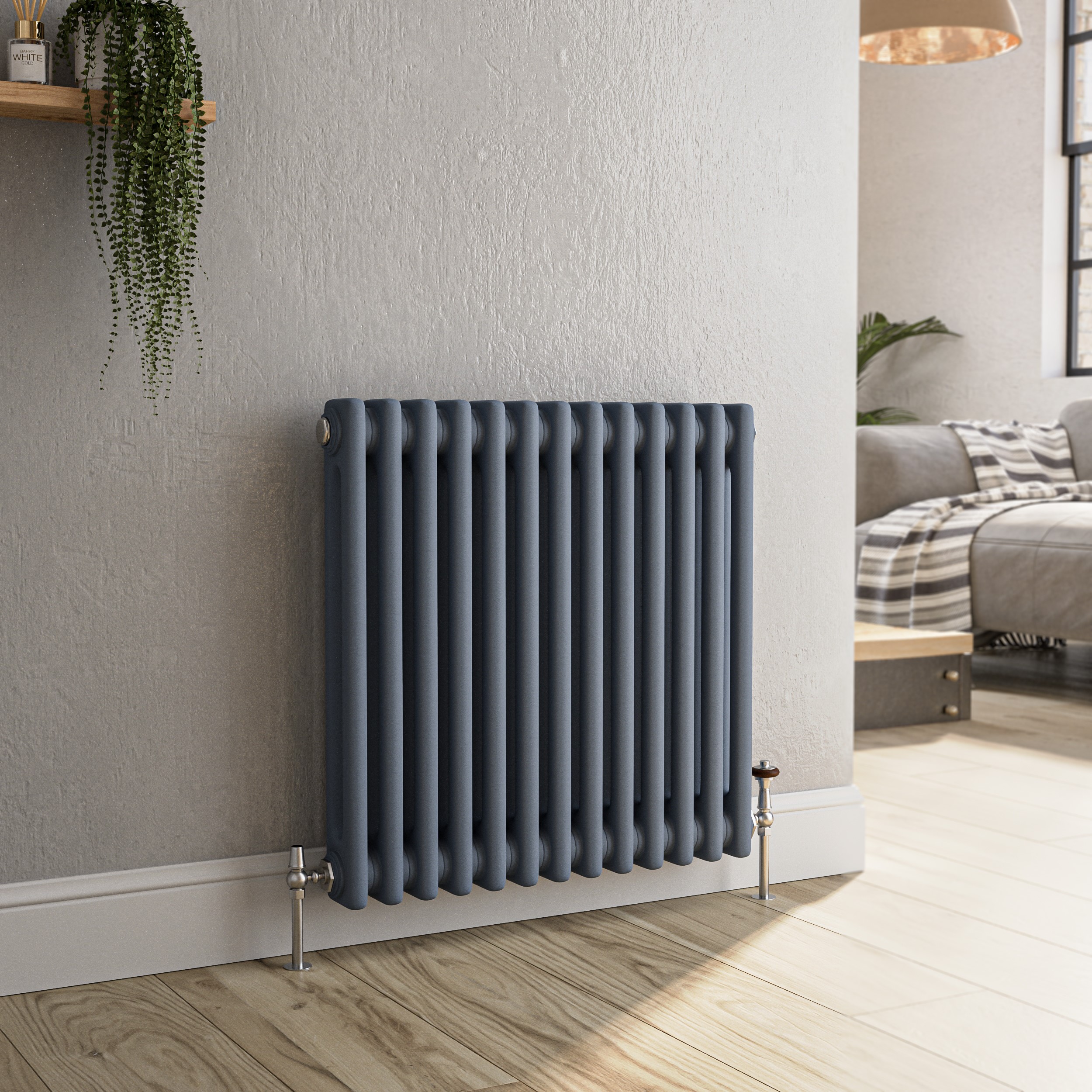 Reggio  Horizontal Double Column Traditional Radiator 600X605mm 2045 Btu Cast Iron Style HCD13-600-DGCT