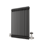 Reggio Midnight Black Horizontal Double Column Radiator 800x605mm 2680 BTU - Cast Iron Style