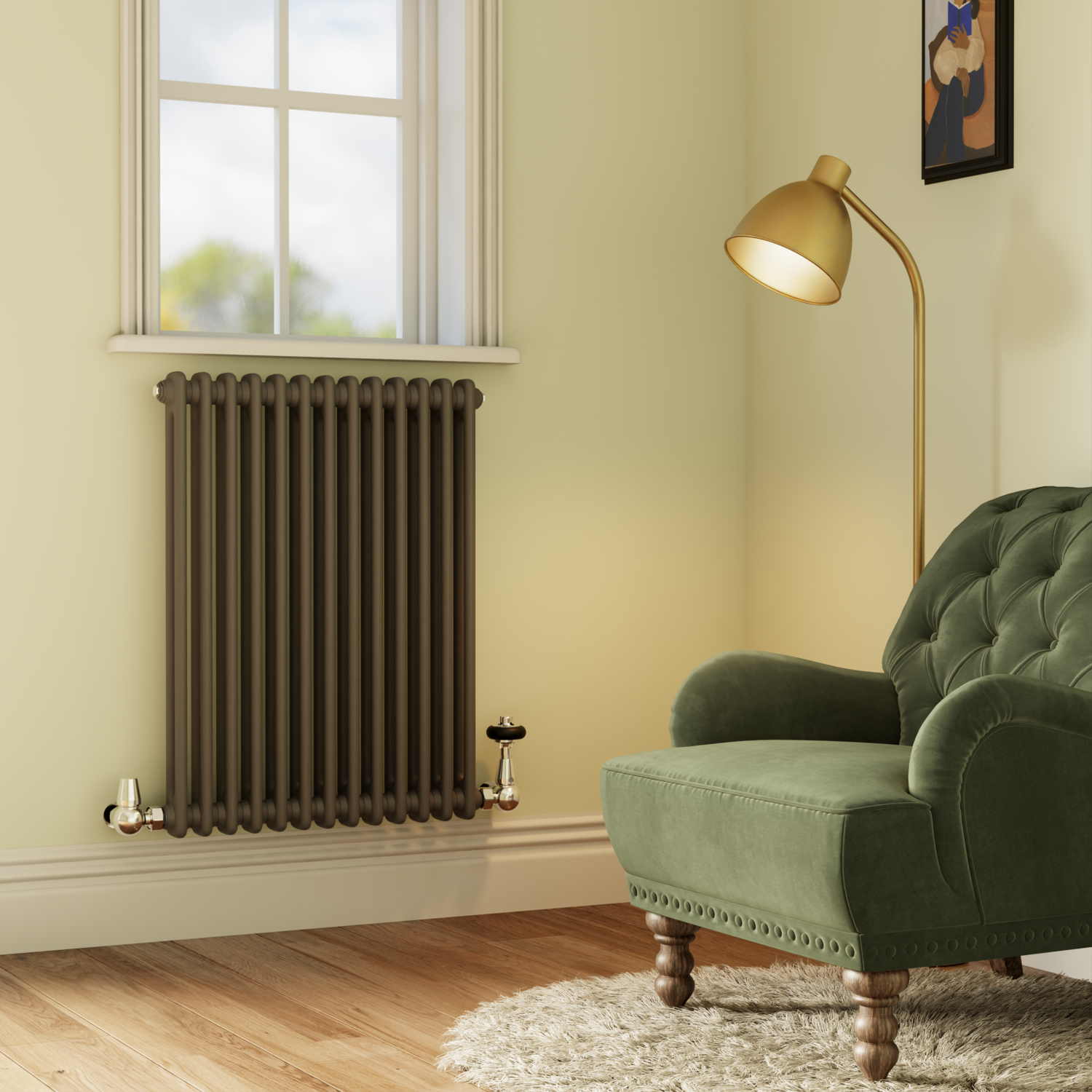 Horizontal Double Column Radiator 800x605mm 2680 BTU Cast Iron Style