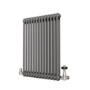 Reggio Anthracite Horizontal Double Column Radiator 800x605mm 2680 BTU - Cast Iron Style